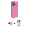 ieg™ iPhone 13 Pro Max Kılıf Siluet Minimal Özel Seri - Siyah Bilvis 5in1 3D Magic Cam Ekran Koruyucu + Rainbow Kamera Lens Koruma Cam - MI