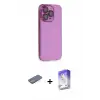 ieg™ iPhone 13 Pro Max Kılıf Siluet Minimal Özel Seri - Siyah Bilvis 5in1 3D Magic Cam Ekran Koruyucu + Renkli Kamera Lens Koruma Cam - MI