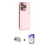 ieg™ iPhone 13 Pro Max Kılıf Siluet Minimal Özel Seri - Siyah Bilvis 5in1 3D Magic Cam Ekran Koruyucu + Rainbow Kamera Lens Koruma Cam - REGD