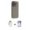 ieg™ iPhone 13 Pro Max Kılıf Siluet Minimal Özel Seri - Siyah Bilvis 5in1 3D Magic Cam Ekran Koruyucu + Shine Kamera Lens - GD