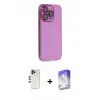 ieg™ iPhone 13 Pro Max Kılıf Siluet Minimal Özel Seri - Siyah Bilvis 5in1 3D Magic Cam Ekran Koruyucu + Shine Kamera Lens - GD