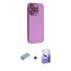 ieg™ iPhone 13 Pro Max Kılıf Siluet Minimal Özel Seri - Siyah Bilvis 5in1 5D Magic Hayalet Cam Ekran Koruyucu + Shine Kamera Lens Koruma Cam - MI