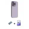 ieg™ iPhone 13 Pro Max Kılıf Siluet Minimal Özel Seri - Siyah Bilvis 5in1 5D Magic Hayalet Cam Ekran Koruyucu + Shine Kamera Lens Koruma Cam - PE