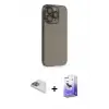 ieg™ iPhone 13 Pro Max Kılıf Siluet Minimal Özel Seri - Siyah Bilvis 5in1 5D Magic Hayalet Cam Ekran Koruyucu + Pers Alüminyum Kamera Lens - SABE