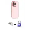 ieg™ iPhone 13 Pro Max Kılıf Siluet Minimal Özel Seri - Siyah Bilvis 5in1 5D Magic Hayalet Cam Ekran Koruyucu + Pers Alüminyum Kamera Lens - GD