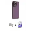 ieg™ iPhone 13 Pro Max Kılıf Siluet Minimal Özel Seri - Siyah Bilvis 5in1 5D Magic Hayalet Cam Ekran Koruyucu + Rainbow Kamera Lens Koruma Cam - REGD