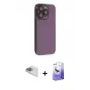 ieg™ iPhone 13 Pro Max Kılıf Siluet Minimal Özel Seri - Siyah Bilvis 5in1 5D Magic Hayalet Cam Ekran Koruyucu + Pers Alüminyum Kamera Lens - SABE