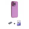ieg™ iPhone 13 Pro Max Kılıf Siluet Minimal Özel Seri - Siyah Bilvis 5in1 5D Magic Hayalet Cam Ekran Koruyucu + Renkli Kamera Lens Koruma Cam - TU