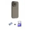 ieg™ iPhone 13 Pro Max Kılıf Siluet Minimal Özel Seri - Siyah Bilvis 5in1 5D Magic Hayalet Cam Ekran Koruyucu + Shine Kamera Lens Koruma Cam - MI