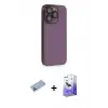 ieg™ iPhone 13 Pro Max Kılıf Siluet Minimal Özel Seri - Siyah Bilvis 5in1 5D Magic Hayalet Cam Ekran Koruyucu + Shine Kamera Lens Koruma Cam - MI