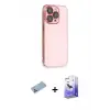 ieg™ iPhone 13 Pro Max Kılıf Siluet Minimal Özel Seri - Siyah Bilvis 5in1 5D Magic Hayalet Cam Ekran Koruyucu + Shine Kamera Lens Koruma Cam - MI