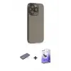 ieg™ iPhone 13 Pro Max Kılıf Siluet Minimal Özel Seri - Siyah Bilvis 5in1 5D Magic Hayalet Cam Ekran Koruyucu + Renkli Kamera Lens Koruma Cam - MI