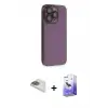 ieg™ iPhone 13 Pro Max Kılıf Siluet Minimal Özel Seri - Siyah Bilvis 5in1 5D Magic Hayalet Cam Ekran Koruyucu + Pers Alüminyum Kamera Lens - GD