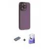 ieg™ iPhone 13 Pro Max Kılıf Siluet Minimal Özel Seri - Siyah Bilvis 5in1 5D Magic Hayalet Cam Ekran Koruyucu + Renkli Kamera Lens Koruma Cam - MI