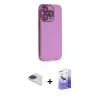 ieg™ iPhone 13 Pro Max Kılıf Siluet Minimal Özel Seri - Siyah Bilvis 5in1 5D Magic Hayalet Cam Ekran Koruyucu + Pers Alüminyum Kamera Lens - LT