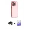 ieg™ iPhone 13 Pro Max Kılıf Siluet Minimal Özel Seri - Siyah Bilvis 5in1 5D Magic Hayalet Cam Ekran Koruyucu + Raze Metal Kamera Lens - GD