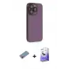 ieg™ iPhone 13 Pro Max Kılıf Siluet Minimal Özel Seri - Siyah Bilvis 5in1 5D Magic Hayalet Cam Ekran Koruyucu + Shine Kamera Lens Koruma Cam - PE
