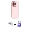 ieg™ iPhone 13 Pro Max Kılıf Siluet Minimal Özel Seri - Siyah Bilvis 5in1 5D Magic Hayalet Cam Ekran Koruyucu + Pers Alüminyum Kamera Lens - SABE