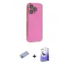 ieg™ iPhone 13 Pro Max Kılıf Siluet Minimal Özel Seri - Siyah Bilvis 5in1 5D Magic Hayalet Cam Ekran Koruyucu + Shine Kamera Lens Koruma Cam - MI