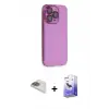 ieg™ iPhone 13 Pro Max Kılıf Siluet Minimal Özel Seri - Siyah Bilvis 5in1 5D Magic Hayalet Cam Ekran Koruyucu + Pers Alüminyum Kamera Lens - GD