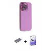 ieg™ iPhone 13 Pro Max Kılıf Siluet Minimal Özel Seri - Siyah Bilvis 5in1 5D Magic Hayalet Cam Ekran Koruyucu + Renkli Kamera Lens Koruma Cam - MI