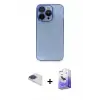ieg™ iPhone 13 Pro Max Kılıf Siluet Minimal Özel Seri - Siyah Bilvis 5in1 5D Magic Hayalet Cam Ekran Koruyucu + Pers Alüminyum Kamera Lens - LT