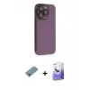 ieg™ iPhone 13 Pro Max Kılıf Siluet Minimal Özel Seri - Siyah Bilvis 5in1 5D Magic Hayalet Cam Ekran Koruyucu + Shine Kamera Lens Koruma Cam - GI