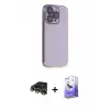 ieg™ iPhone 13 Pro Max Kılıf Siluet Minimal Özel Seri - Siyah Bilvis 5in1 5D Magic Hayalet Cam Ekran Koruyucu + Raze Metal Kamera Lens - GD