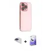 ieg™ iPhone 13 Pro Max Kılıf Siluet Minimal Özel Seri - Siyah Bilvis 5in1 5D Magic Hayalet Cam Ekran Koruyucu + Pers Alüminyum Kamera Lens - LT