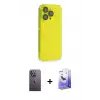 ieg™ iPhone 13 Pro Max Kılıf Siluet Minimal Özel Seri - Siyah Bilvis 5in1 5D Magic Hayalet Cam Ekran Koruyucu + Neon Fosforlu Kamera Lens - BZ