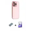 ieg™ iPhone 13 Pro Max Kılıf Siluet Minimal Özel Seri - Siyah Bilvis 5in1 5D Magic Hayalet Cam Ekran Koruyucu + Shine Kamera Lens Koruma Cam - GI