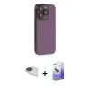 ieg™ iPhone 13 Pro Max Kılıf Siluet Minimal Özel Seri - Siyah Bilvis 5in1 5D Magic Hayalet Cam Ekran Koruyucu + Pers Alüminyum Kamera Lens - LT