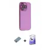 ieg™ iPhone 13 Pro Max Kılıf Siluet Minimal Özel Seri - Siyah Bilvis 5in1 5D Magic Hayalet Cam Ekran Koruyucu + Shine Kamera Lens Koruma Cam - GI