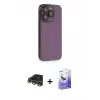 ieg™ iPhone 13 Pro Max Kılıf Siluet Minimal Özel Seri - Siyah Bilvis 5in1 5D Magic Hayalet Cam Ekran Koruyucu + Raze Metal Kamera Lens - GD