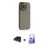ieg™ iPhone 13 Pro Max Kılıf Siluet Minimal Özel Seri - Siyah Bilvis 5in1 5D Magic Hayalet Cam Ekran Koruyucu + Raze Metal Kamera Lens - GD