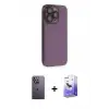 ieg™ iPhone 13 Pro Max Kılıf Siluet Minimal Özel Seri - Siyah Bilvis 5in1 5D Magic Hayalet Cam Ekran Koruyucu + Neon Fosforlu Kamera Lens - BZ