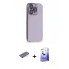ieg™ iPhone 13 Pro Max Kılıf Siluet Minimal Özel Seri - Siyah Bilvis 5in1 5D Magic Hayalet Cam Ekran Koruyucu + Renkli Kamera Lens Koruma Cam - TU