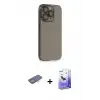 ieg™ iPhone 13 Pro Max Kılıf Siluet Minimal Özel Seri - Siyah Bilvis 5in1 5D Magic Hayalet Cam Ekran Koruyucu + Renkli Kamera Lens Koruma Cam - TU