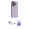 ieg™ iPhone 13 Pro Max Kılıf Siluet Minimal Özel Seri - Siyah Bilvis 5in1 5D Magic Hayalet Cam Ekran Koruyucu + Pers Alüminyum Kamera Lens - SABE