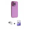 ieg™ iPhone 13 Pro Max Kılıf Siluet Minimal Özel Seri - Siyah Bilvis 5in1 5D Magic Hayalet Cam Ekran Koruyucu + Pers Alüminyum Kamera Lens - SABE