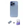 ieg™ iPhone 13 Pro Max Kılıf Siluet Minimal Özel Seri - Siyah Bilvis 5in1 5D Magic Hayalet Cam Ekran Koruyucu + Shine Kamera Lens Koruma Cam - PE