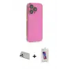 ieg™ iPhone 13 Pro Max Kılıf Siluet Minimal Özel Seri - Siyah Joko 5D Cam + Rainbow Kamera Lens Koruma Cam - BZ
