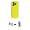 ieg™ iPhone 13 Pro Max Kılıf Siluet Minimal Özel Seri - Siyah Joko 5D Cam + Rainbow Kamera Lens Koruma Cam - BZ