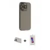 ieg™ iPhone 13 Pro Max Kılıf Siluet Minimal Özel Seri - Siyah Joko 5D Cam + Rainbow Kamera Lens Koruma Cam - BZ