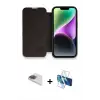 ieg™ iPhone 13 Pro Max Kılıf Siluet Minimal Serisi - Siyah 3D Antistatik Cam Ekran Koruyucu + Pers Alüminyum Kamera Lens - GI
