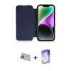 ieg™ iPhone 13 Pro Max Kılıf Siluet Minimal Serisi - Siyah Bilvis 5in1 3D Magic Cam Ekran Koruyucu + Rainbow Kamera Lens Koruma Cam - BZ