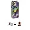 ieg™ iPhone 13 Pro Max Kılıf Siluet Modern Koleksiyonu - Şeffaf Maxco Cam Ekran Koruyucu + Rainbow Kamera Lens Koruma Cam - KI