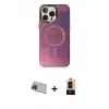 ieg™ iPhone 13 Pro Max Kılıf Siluet Modern Koleksiyonu - Şeffaf Maxco Cam Ekran Koruyucu + Rainbow Kamera Lens Koruma Cam - MI