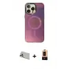 ieg™ iPhone 13 Pro Max Kılıf Siluet Modern Koleksiyonu - Şeffaf Maxco Cam Ekran Koruyucu + Rainbow Kamera Lens Koruma Cam - BZ
