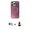 ieg™ iPhone 13 Pro Max Kılıf Siluet Modern Koleksiyonu - Şeffaf Maxco Cam Ekran Koruyucu + Rainbow Kamera Lens Koruma Cam - KI